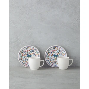 English Home Butterfly Seramik 4 Parça 2 Kişilik Kahve Fincan Takımı 110 ml Mavi