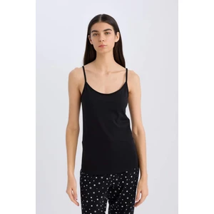 Pamuklu İnce Askılı Siyah İç Atlet-Fall in Love M6858AZ25SP