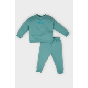 Kız Bebek 2'li Takım Çiçekli Bisiklet Yaka Sweatshirt Beli Lastikli EŞofman Altı C2504A525SP