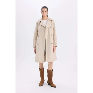 Su Geçirmez Mevsimlik Trençkot Kruvaze Yaka Düğmeli Cepli Kemerli Apoletli A0593AX25SP