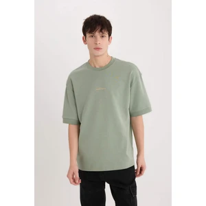 Loose Fit Bisiklet Yaka Baskılı Ağır Kumaş Tişört D8462AX25SP