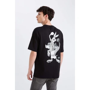 %100 Pamuk Looney Tunes Boxy Fit Bisiklet Yaka Sırt Baskılı Kısa Kollu Tişört E0328AX25SP