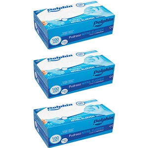 Mavi Nitril Eldiven Pudrasız (L) 100lü Paket 3 Adet