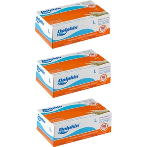 Beyaz Lateks Eldiven Pudrasız (L) 100lü Paket 3 Adet