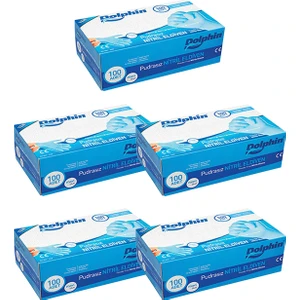 Mavi Nitril Eldiven Pudrasız (L) 100lü Paket 5 Adet