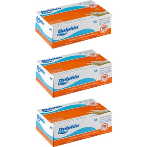 Beyaz Lateks Eldiven Pudrasız (M) 100lü Paket 3 Adet