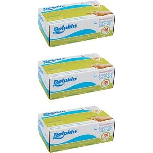 Beyaz Lateks Eldiven Pudralı (L) 100lü Paket 3 Adet