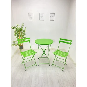 My Metal Dekorasyon Tamamı Metal Katlanır Masa Sandalye-Yuvarlak Masalı-Dolu Demirden (Bahçe-Balkon-Otel