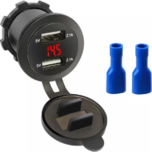 Voltmetreli USB Portu 4.2A 12V 24V Kırmızı LED Işıklı