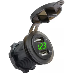 Voltmetreli USB Portu 4.2A 12V 24V Yeşil LED Işıklı