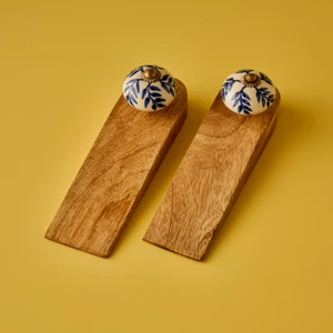 Bella Maison Maia Mango Ağacı Kapı Stoperi 2'li Naturel (16 x 4,5 x 5 cm)