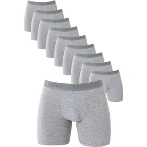 Erkek Gri Boxer 10'lu Paket Pamuklu Likralı Yumuşak ve Esnek Kumaş