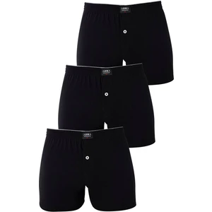 Erkek Siyah Düğmeli Boxer 3'lü Paket %100 Pamuklu Penye