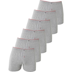 6'lı Paket Gri Erkek Penye Havlu Bel Boxer %100 Pamuk