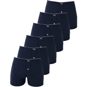 6'lı Paket Lacivert Erkek Penye Havlu Bel Boxer %100 Pamuk