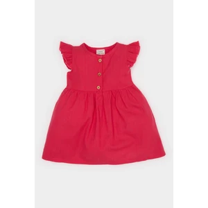 Kız Bebek Basic Düz Kısa Kollu Flamlı Poplin Elbise Z7402A225SM