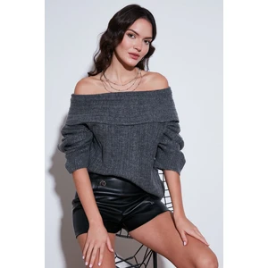 Oversize Fit Madonna Yaka Triko Kazak Bayan KAZAK 4615216