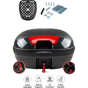 46 Lt Siyah Motosiklet Arka Çanta Full Aparatlı
