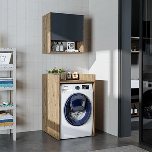 Çamaşır-Kurutma Makinesi Dolabı+ Üst Dolabı, Banyo Dolabı 65 cm