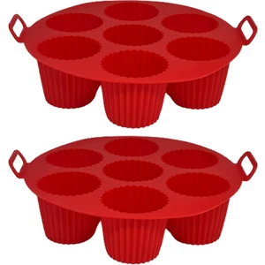 Güncel Çarşı 2 Adet Airfryer Silikon Kek Pişirme Kalıbı 7 Bölmeli, Silikon Cupcake Kek Pişirme Kabı Muffin Fırın Kalıbı
