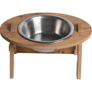 Kedi & Köpek Su ve Mama Kabı Standı Tekli Oval (Çelik)( Eğimli )