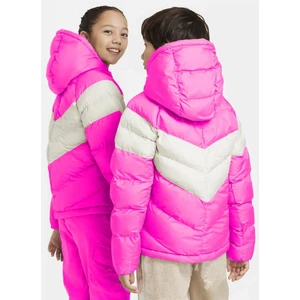Sportswear Sentetik Dolgulu Kapüşonlu  Çocuk Montu Şişme Mont Pembe