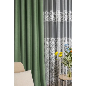 Kullanıma Hazır Su Yeşili Rengi Sık Pile 1x3 Dikim Fon Perde Tek Kanat 9195