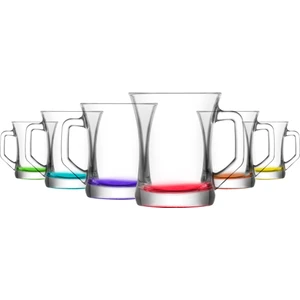 Zen Cam Kupa 6 Kişilik 225 ml Karışık Renkli Kulplu (Kahve/Çay Bardağı)