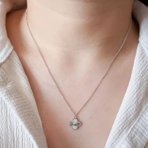 SS Selin Silver Yonca Model Kalemli Kolye Modern 925 Ayar Gümüş Kolye