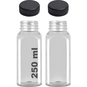 250 ml Smoothie Detoks Şişesi 250 cc Şeffaf Plastik Şişe Detox Köşeli Dondurucuya Uygun 2 Adet