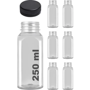 250 ml Smoothie Detoks Şişesi 250 cc Şeffaf Plastik Şişe Detox Köşeli Dondurucuya Uygun 6 Adet