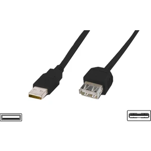 USB 2.0 Uzatma Kablosu, USB A Erkek - USB A Dişi, 1.80 metre, AWG 28, USB 2.0 uyumlu, UL, siyah renk