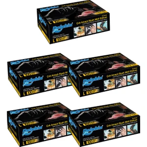 Çok Amaçlı Siyah Nitril Eldiven (L) 100lü Paket 5 Adet (Gıdaya Uygun)