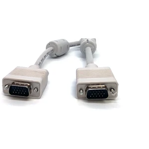 VGA Monitör Kablosu, DSUB 15 erkek &lt;-&gt; DSUB 15 erkek, 5 metre, 3Coax/7C, 2x ferrite filtreli, bej renk