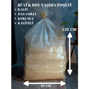 90X130 20 Adet Şeffaf Ultra Kalın Nakliye Torbası Eşya Taşıma Poşeti Taşınma Çuvalı Bal Köpüğü Renk