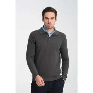 Joyson Erkek Antrasit Regular Fit Pamuk Karışımlı Kalın Kumaş Polo Yaka Sweatshirt