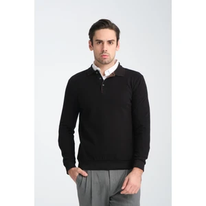 Joyson Erkek Siyah Regular Fit Pamuk Karışımlı Kalın Kumaş Polo Yaka Sweatshirt