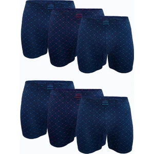 Erkek Lacivert Desenli 6 Lı Premium Collection Modal Uzun Boxer 6M250