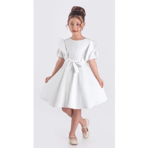 Kız Çocuk Gül Detaylı Kısa Kollu Elbise ELB.2717