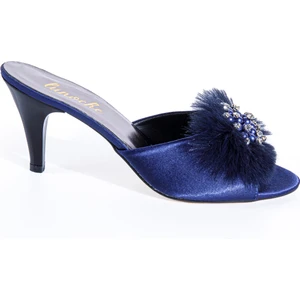 Lunoche Nightwear Tüylü Taşlı Kadın Çeyiz Terliği Şık Günlük Ev Terliği Süslü Çeyiz Doğum Misafir Gelin Terliği