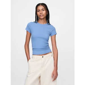 Kadın Mavi Modern Rib Crop T-Shirt