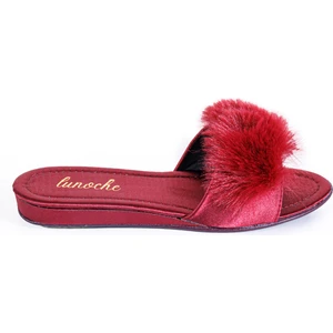 Lunoche Nightwear Tüylü Kadın Çeyiz Terliği Şık Günlük Ev Terliği Süslü Çeyiz Doğum Misafir Gelin Terliği