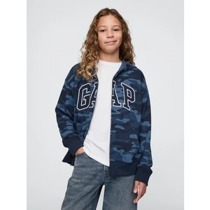 Erkek Çocuk Mavi Relaxed Gap Logo Fermuarlı Sweatshirt