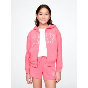 Kız Çocuk Pembe Relaxed Gap Logo Fermuarlı Sweatshirt