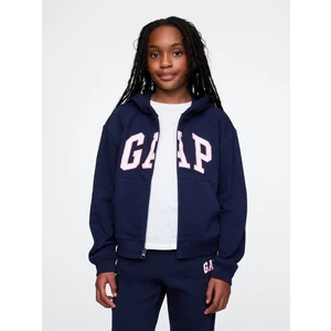 Kız Çocuk Lacivert Relaxed Gap Logo Fermuarlı Sweatshirt