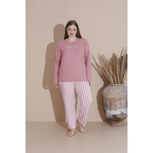 Büyük Beden Pamuklu Milan Kumaş Kadın Pijama Takımı