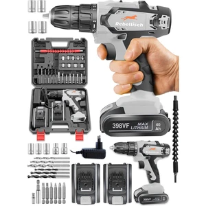 Germany 398 V 40 Ah New Quality Series Darbeli Metal Şanzıman Çift Akülü Vidalama Matkap + 27 Parça Setli