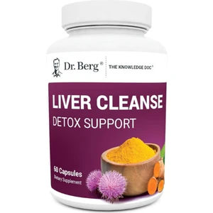 Dr. Berg Liver Cleanse Detox  W/unique Blend Of Milk Thistle, Ox Bile & Folate - Liver Includes Turmeric, Black Pepper & Choline - 60 Capsules