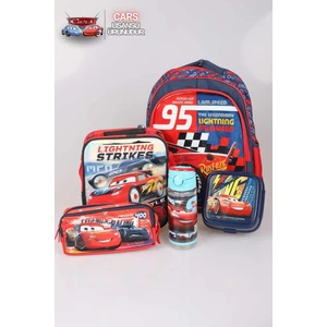 Lisanslı Cars Ilkokul, Beslenme ve Kalem Çantası 3'lüsü ve 500 ml Trıtan Matara Ile Kırtasiye Seti