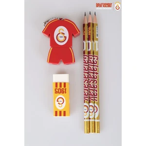 LİSANSLI GALATASARAY 5 ADET KURŞUN KALEM,LOGO SİLGİ VE KALEMTRAŞ SETİ